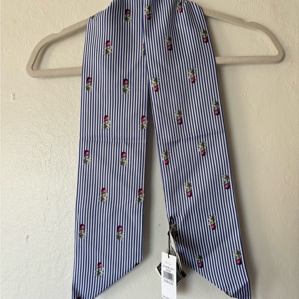 NWT Banana Republic Blue Striped Scarf with Pineapple Accents